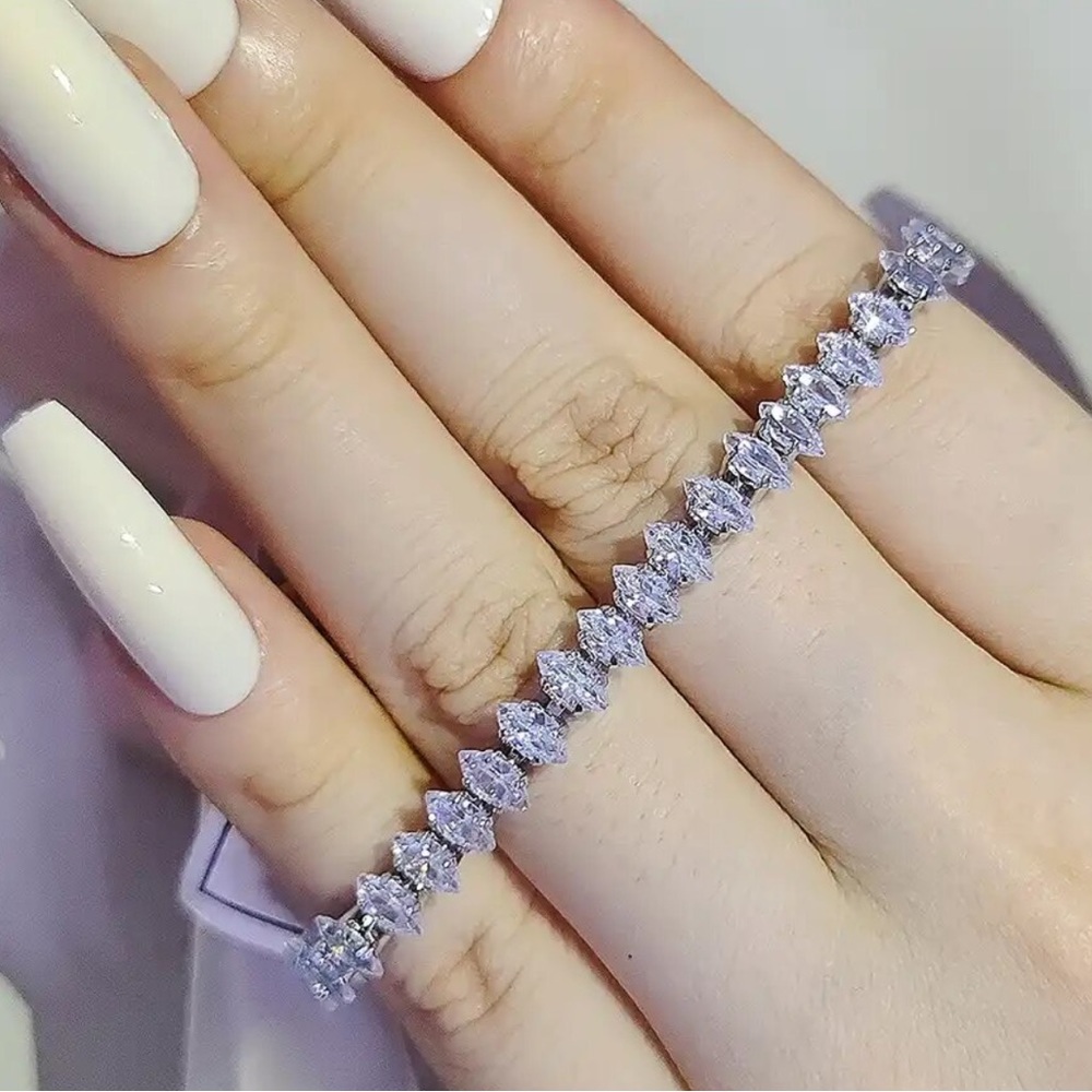 NEW 18cm Marquise  Cut Luxury Diamond Bracelet - Picture 2 of 6